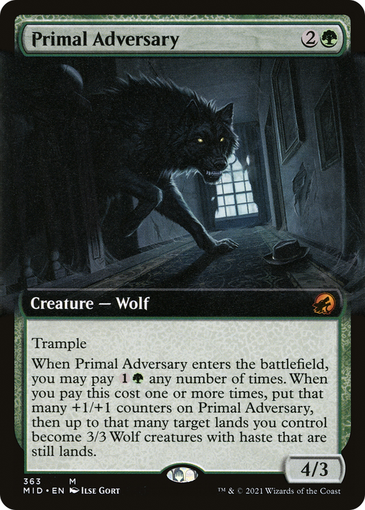 Primal Adversary (MID-363) - Innistrad: Midnight Hunt: (Extended Art)