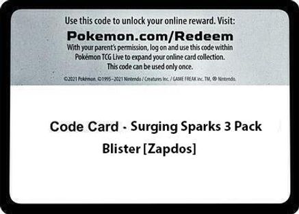 Code Card Surging Sparks  Pack Blister [Zapdos] ) - SV08 Surging Sparks  - Code Card