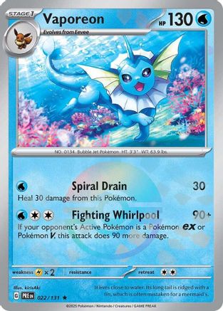 Vaporeon (Poke Ball Pattern) (22/131) - SV Prismatic Evolutions Holofoil - Rare