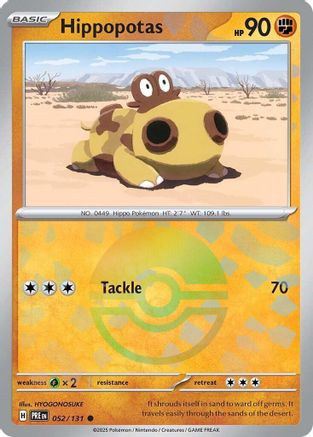 Hippopotas (Poke Ball Pattern) (52/131) - SV Prismatic Evolutions Holofoil - Common
