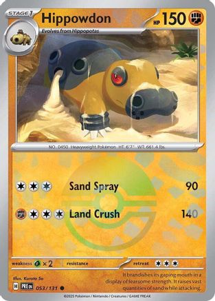 Hippowdon (Poke Ball Pattern) (53/131) - SV Prismatic Evolutions Holofoil - Common