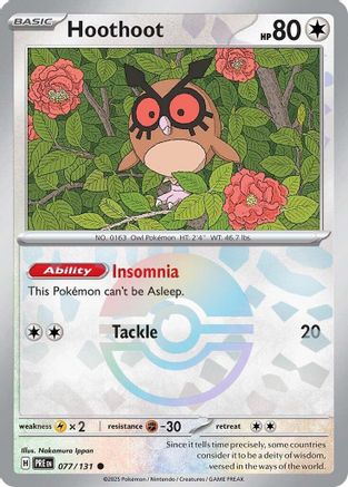 Hoothoot (Poke Ball Pattern) (77/131) - SV Prismatic Evolutions Holofoil - Common