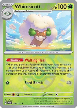 Whimsicott (Master Ball Pattern) (8/131) - SV Prismatic Evolutions Holofoil - Rare
