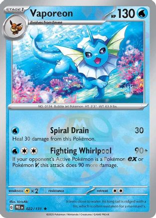 Vaporeon (Master Ball Pattern) (22/131) - SV Prismatic Evolutions Holofoil - Rare