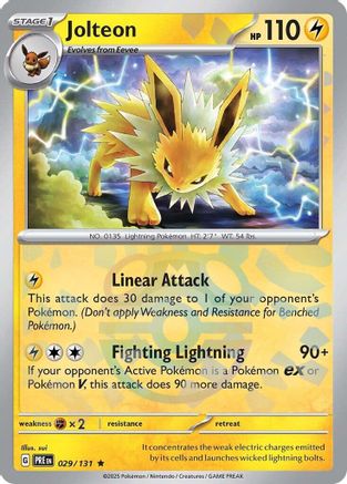 Jolteon (Master Ball Pattern) (29/131) - SV Prismatic Evolutions Holofoil - Rare