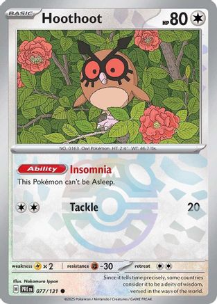 Hoothoot (Master Ball Pattern) (77/131) - SV Prismatic Evolutions Holofoil - Common