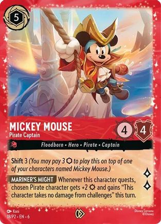(018)  Mickey Mouse - Pirate Captain - Disney Lorcana Promo Cards  Holofoil