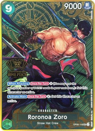 (OP06-118) Roronoa Zoro (One Piece Japanese Version 2nd Anniversary Set) - One Piece Promotion Cards Foil