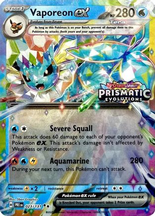 Vaporeon ex (Prismatic Evolutions Stamp) (23/131) - Miscellaneous Cards & Products Holofoil - Promo