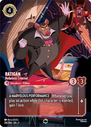 (216/204)  Ratigan - Nefarious Criminal (Enchanted) - Archazia's Island  Holofoil