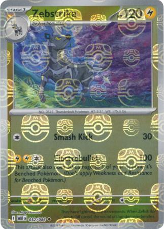 Zebstrika (Master Ball Pattern) 032/086 - SV White Flare Holofoil - Uncommon