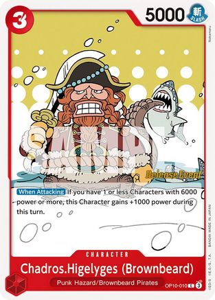 (OP10-010) Chadros.Higelyges (Brownbeard) - Royal Blood Release Event Cards Normal