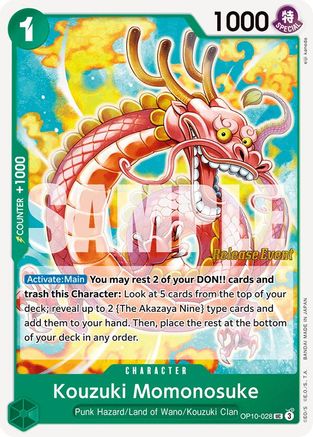 (OP10-028) Kouzuki Momonosuke (028) - Royal Blood Release Event Cards Normal