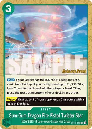 (OP10-039) Gum-Gum Dragon Fire Pistol Twister Star - Royal Blood Release Event Cards Normal