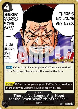(OP10-096) There's No Longer Any Need for the Seven Warlords of the Sea!!! - Royal Blood Release Event Cards Normal