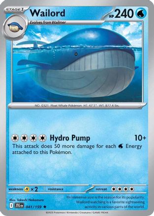 Wailord (41/159) - SV09 Journey Together Reverse Holofoil - Rare