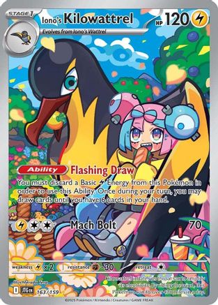 Iono's Kilowattrel (163/159) - SV09 Journey Together Holofoil - Illustration Rare