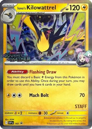 Iono's Kilowattrel (Prerelease) [Staff] (182) - SV Scarlet & Violet Promo Cards Holofoil - Promo