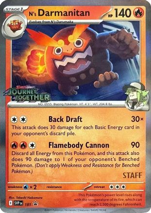N's Darmanitan (Prerelease) [Staff] (181) - SV Scarlet & Violet Promo Cards Holofoil - Promo