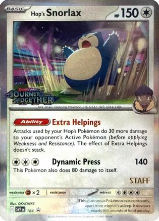Hop's Snorlax (Prerelease) [Staff] (184) - SV Scarlet & Violet Promo Cards Holofoil - Promo