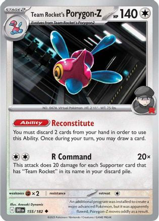 Team Rocket's Porygon-Z (155/182) - SV10 Destined Rivals Reverse Holofoil - Uncommon