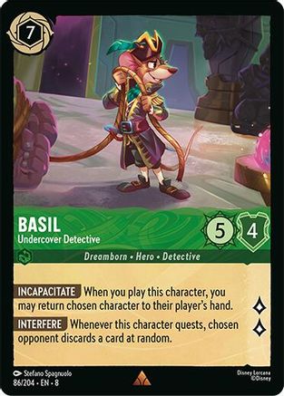 (086/204)  Basil - Undercover Detective - Reign of Jafar  Cold Foil