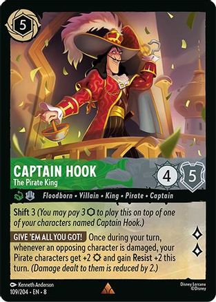 (109/204)  Captain Hook - The Pirate King - Reign of Jafar  Cold Foil