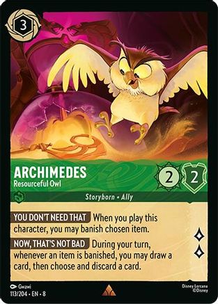 (113/204)  Archimedes - Resourceful Owl - Reign of Jafar  Cold Foil