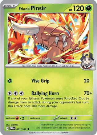 Ethan's Pinsir 001 - SV10 Destined Rivals Reverse Holofoil - Uncommon