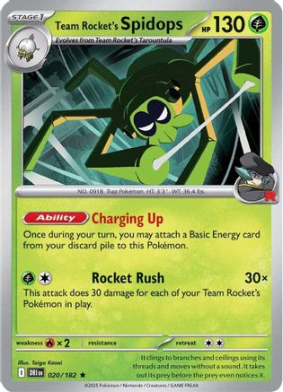 Team Rocket's Spidops (20/182) - SV10 Destined Rivals Reverse Holofoil - Rare