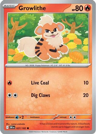 Growlithe (27/182) - SV10 Destined Rivals Reverse Holofoil - Common