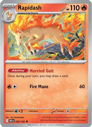 Rapidash (30/182) - SV10 Destined Rivals Reverse Holofoil - Uncommon