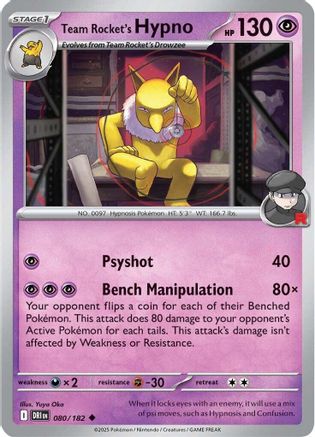 Team Rocket's Hypno (80/182) - SV10 Destined Rivals Reverse Holofoil - Uncommon