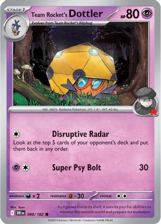 Team Rocket's Dottler (88/182) - SV10 Destined Rivals  - Common