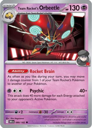 Team Rocket's Orbeetle (89/182) - SV10 Destined Rivals Reverse Holofoil - Uncommon