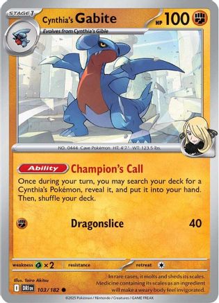 Cynthia's Gabite (103/182) - SV10 Destined Rivals Reverse Holofoil - Common