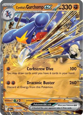 Cynthia's Garchomp ex (104/182) - SV10 Destined Rivals Holofoil - Double Rare