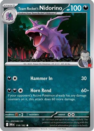 Team Rocket's Nidorino (118/182) - SV10 Destined Rivals Reverse Holofoil - Common