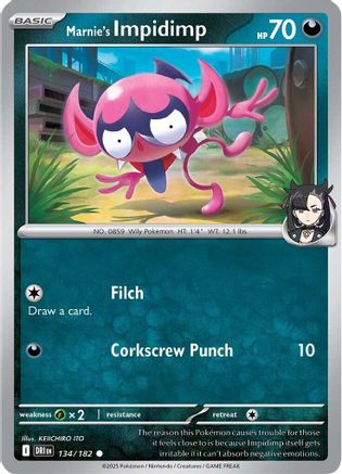 Marnie's Impidimp (134/182) - SV10 Destined Rivals Reverse Holofoil - Common