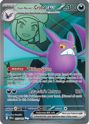 Team Rocket's Crobat ex (217/182) - SV10 Destined Rivals Holofoil - Ultra Rare