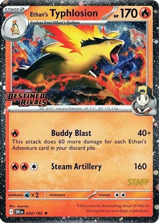 Ethan's Typhlosion (Prerelease Staff) 034 - SV10 Destined Rivals Holofoil - Rare