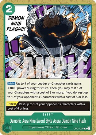 (OP07-036) Demonic Aura Nine-Sword Style Asura Demon Nine Flash (Reprint) - Starter Deck 24: GREEN Jewelry Bonney Normal