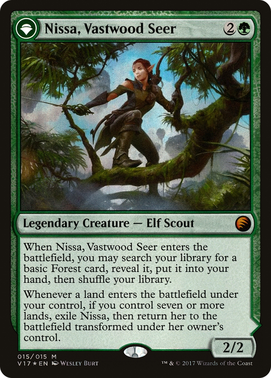 Nissa, Vastwood Seer // Nissa, Sage Animist (V17-015) - From the Vault: Transform: (originpwdfc) Foil