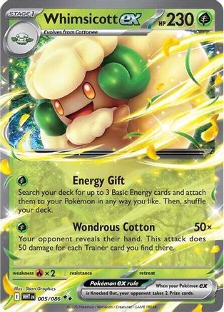 Whimsicott ex (5/086) - SV White Flare Holofoil - Double Rare