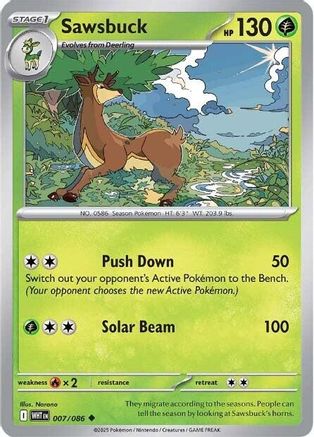 Sawsbuck (7/086) - SV White Flare Reverse Holofoil - Uncommon