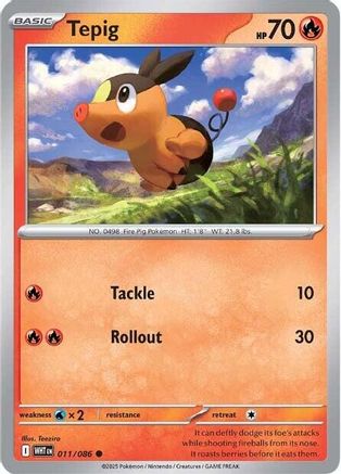Tepig (11/086) - SV White Flare Reverse Holofoil - Common