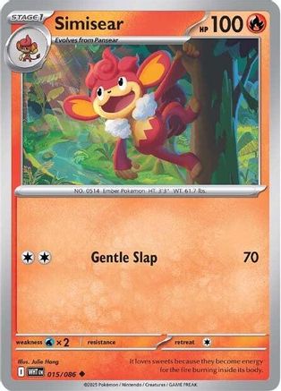 Simisear (15/086) - SV White Flare Reverse Holofoil - Uncommon