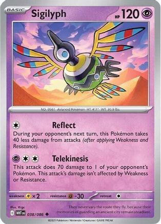 Sigilyph (38/086) - SV White Flare Reverse Holofoil - Uncommon