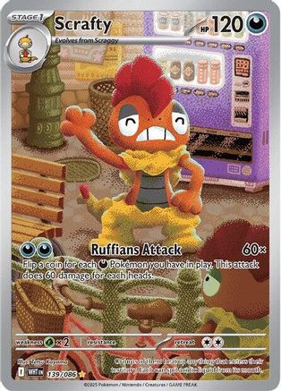 Scrafty (139/086) - SV White Flare Holofoil - Illustration Rare