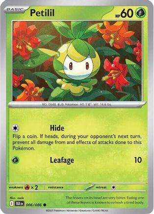 Petilil (6/086) - SV Black Bolt Reverse Holofoil - Common